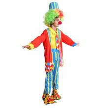 Children's Boy Girls Clown Costume Performance Dressed Up Birthday Party Cosplay Props Without Wig Shoes Nose - Black - View 4