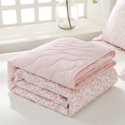 1pc Ultra-Soft Cooling Comforter - Lightweight All-Season Bedding With Contemporary Floral Checkered Pattern, 100% Polyester, Machine Washable For Single/Double Beds, Hotels, Camping & Home Decor, Hotel Luxury Bedding | Modern Quilted Design | Soundwave Technology Embossed