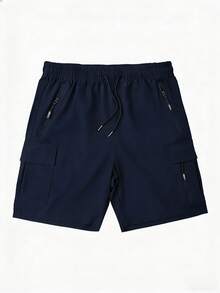 Quần short nam mùa hè kiểu cargo năng động, quần short Bermuda nhiều túi tối giản, thích hợp cho chạy bộ và thể thao. - Màu xanh hải quân - Xem 2