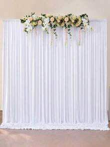 1pc/2pcs White Wedding Backdrop Curtain, White Milk Silk Backdrop Curtain, White Polyester Photography Background For Wedding Party Ceremony Stage Decor, Bridal Party, Anniversary Party Stage Decor, Shower Birthday Party Home Room Photo Backdrop Decor White Satin Party Curtain Background Decoration,Christmas New Year Photograph Props - White - 查看 3