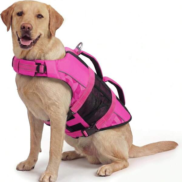 1pc Adjustable High Buoyancy Dog Life Jacket With Reflective Strips, Durable Pet Flotation Device For Swimming And Boating, Lightweight For Small/Medium/Large Dogs