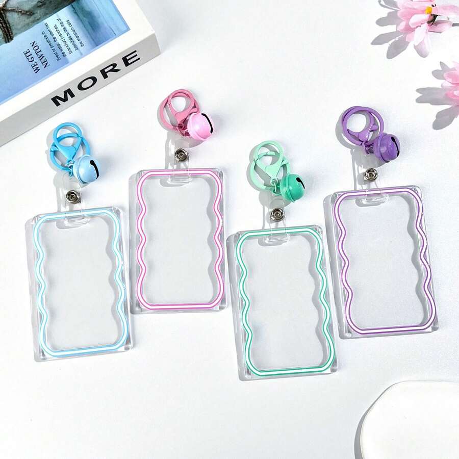 1pc Minimalist Sliding Transparent Card Holder, Student Campus Card, Bus/Metro Card Protector Case, Unisex - Card Sleeve - View 1
