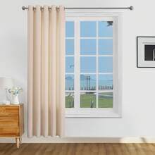 1pc/2pcs Light Filtering Curtains/Top Tie Solid Curtains/Light Balancing Filtering Sunlight Curtains, Multiple Sizes & Colors Available, Faux Linen Texture Suitable For Living Room, Bedroom, Kitchen, Home, Farmhouse, Rustic Decor, Beige Curtains - Beige - View 31