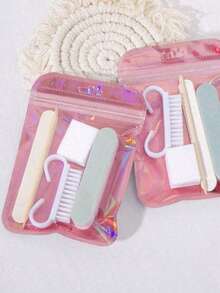 一套美甲修脚套装，包含指甲锉、橙木棒、双面指甲锉、木质角质层推棒、指甲清洁工具、指甲抛光块、美甲笔、指甲护理用品 - 彩色 - 查看 7