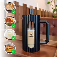 EcoNymphal 法式壓濾咖啡壺 (12oz/350ml 或 34oz/1000ml) – 耐熱硼矽玻璃壺身，集茶壺與奶泡器於一身，附湯匙與刷子 – 適用於居家、冷萃、旅行、露營、喬遷、裝飾與酒吧 - 彩色 - 查看 10