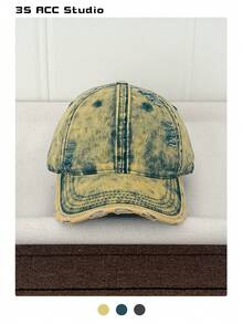 新款水洗复古可调节棒球帽，休闲做旧欧美风遮阳帽，柔软帽冠，字母刺绣，男女通用户外时尚个性街头遮阳帽 - 彩色 - 查看 11