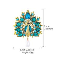 1pc Vintage Zinc Alloy Inlaid Blue Crystal Glass Peacock Brooch, Suitable For Women's Daily Wear - Peacock - View 5