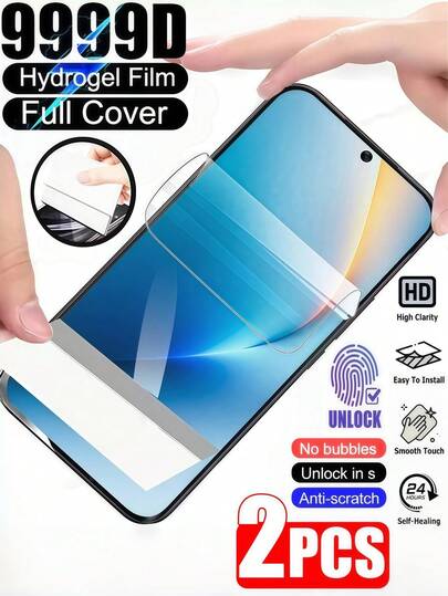 2片装高清水凝胶膜，防爆防刮手机屏幕保护膜，兼容华为/荣耀/光滑油层划痕自动修复，简单易贴，软膜材质 [非玻璃]