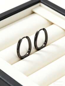 1 Pair/3 Pairs Geometric Elliptical Hoop Earring Minimalist Geometric Metal Earrings, Daily & Party Wear Gift For Her & Daily Styling - Multicolor - View 12