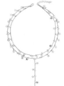 Vintage Star Tassel Long Necklace, Minimalist Elegant Geometric Metal Style Choker Chain - Star Pendant Necklace - View 7