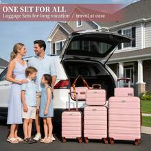 YSTYLE LONG VACATION 5-Piece Travel Luggage Set With ABS+PC Hard Shell Carry-On Suitcase, Spinner Wheels And YKK Zipper With TSA Lock - Pinkish Brown - View 2