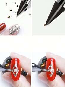 Crystal Handle Rhinestone Picker Tool, Double-Ended Dotting Pen, Suitable For Nail Art And Jewelry Setting - Multicolor - View 2