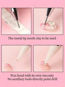 Crystal Handle Rhinestone Picker Tool, Double-Ended Dotting Pen, Suitable For Nail Art And Jewelry Setting - Multicolor - View 3