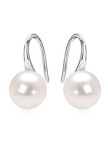 XUJIA 1 Đôi bông tai ngọc trai nước ngọt tự nhiên màu trắng hình bánh mì, kích thước 9.5-10mm, móc cài bằng bạc sterling 925, món quà kỷ niệm, cưới hỏi, sinh nhật thanh lịch tối giản dành cho phụ nữ. - EPE-342 - Xem 7