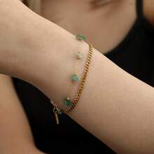 新款不锈钢星空吊坠可调节链手链，百搭小众设计 - 金色 - 查看 7