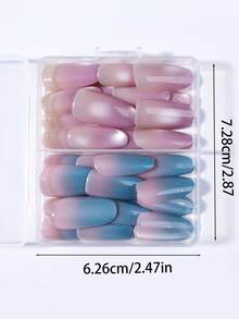 60片（2色）Y2K长杏仁形亮面蓝色渐变美甲和浅粉色渐变美甲，美观水晶猫眼亚克力按压式美甲，杏仁形美甲设计，完美贴合假指甲，包含：1片果冻胶和1个指甲锉，蓝色猫眼美甲和紫色猫眼美甲，适合女性和女孩日常佩戴，也适合锐舞派对等场合。 - 彩色 - 查看 4