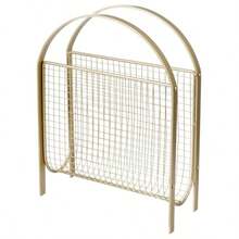 MyGift Revistero con Estructura de Metal en Tono latón y cuadricula de Metal. Revistero con diseño clásico en Tono latón y con Malla de Metal - latín - Ver 1