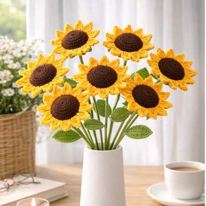 onEternal Cành hoa hướng dương móc thủ công, hoa tươi bảo quản, đồ trang trí nhà cửa, quà tặng, bó hoa trang trí.