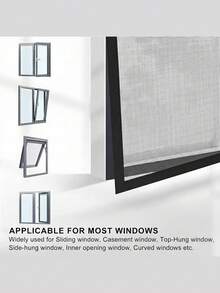 Self-Adhesive Window Screen Mesh Kit, Hook & Loop Easy Install, Breathable Anti Mosquito Insect Net, Removable Reusable Fly Screen For Home Windows - Black Mesh - View 6
