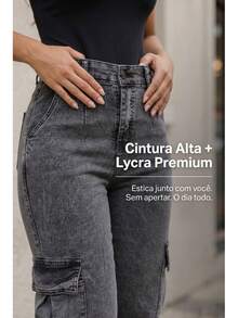 Stillger Moda Jeans Set Of 2 Cargo Jogger Jeans With Butt-Lifting Effect, High Waist, Premium Lycra - 米色和大理石紋 - 查看 2