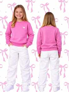 Moletom Infantil Peluciado Feminino – Rosa, Preto, Azul Marinho e Pink – Confortável e Estiloso - Rosa Bebê - Visão 5