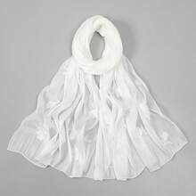 1pc Women's New Arrival Island Silk Embroidered Long Scarf Shawl, Beach Cover-Up Accessory - Multicolor - View 8