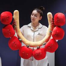 可爱逼真水果毛绒长抱枕玩具，卡通草莓、柠檬、苹果、番茄软垫，适用于家居、卧室、沙发，儿童生日礼物，新年派对装饰 - 彩色 - 查看 7