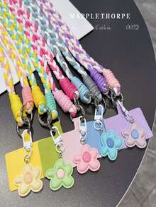 2026新年音乐节/婚礼季，网红糖果五瓣花手机挂绳，多巴胺，斜挎长款手工编织耐用男女通用，适合户外旅行、徒步，可作手机挂绳、智能手机腕带、智能手机保护套挂绳、钥匙扣、智能手机挂饰、智能手机单肩包、手机配件、手机吊坠、复活节 - 彩色 - 查看 8