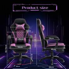 Adjustable Gaming Chair, Comfortable & Soft Office Chair With Headrest And Lumbar Support, Suitable For Work, Rest And Leisure - Purple - View 5
