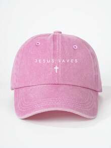 1pc Men's Printed "JESUS SAVES" Cross Washed Baseball Cap, Streetwear Casual Hat For Spring, Autumn, Travel, Beach Vacation - Baseball Cap - View 4