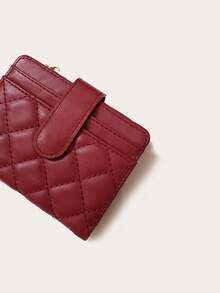 Luxury Style Quilted Faux Leather Card Holder, Elegant Mini Wallet With Gold Zipper For Ladies - Multicolor - View 9