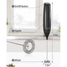 Wireless Electric Milk Frother, Handheld Battery Powered Milk Foamer, Portable Milk Frother For Coffee, Cream Whipper, Milk Whisk - Black - View 8