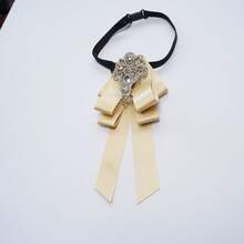 1 chiếc nơ đeo cổ bằng vải dệt kiểu dáng thường ngày - Rượu sâm banh - Xem 2