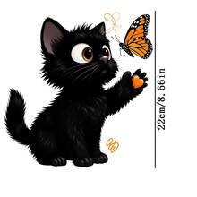 1pc/2pcs/3pcs Black Cat Catching Butterfly Pattern, Suitable For T-Shirts, Hoodies, Pillows, Backpacks And Handbags, Ideal Holiday Gifts, Holiday Design, Durable Printing - L+S - View 3