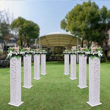 8 Pcs Flower Columns, 120cm/47.24 Inch Tall Carved Hollow-Out Wedding Basket Set, Auspicious Cloud Pattern, Flower Displays, Wedding Decorations, Birthday Parties - White - View 9