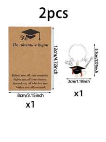 2026届毕业季钥匙扣套装（6件），包含毕业帽钥匙扣和贺卡，金属合金毕业纪念挂件，庆祝毕业，2026届毕业生，毕业礼物，背包挂件 - 多色 - 查看 13