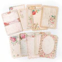10pcs/Pack Vintage Hollow Lace Borders, Scrapbooking Supplies, Aged Yellow Material Paper, Floral, Lunar Phase, Butterfly, Light Retro, Diary, Journal Decoration, DIY Background, Stationery, Office Supplies - Rectangle - View 15