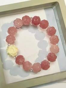 10/20/30pcs 12Mm Chinese-Style Cultural And Craft Beads: "Lotus Blooms Under Every Step And Wealth-Bringing Flower" Design, Multi-Purpose Decorative Beads - Pink - View 3