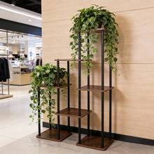 5 niveaux Porte-plante en bois vintage et en fer, support de pot de fleurs sur pied pour balcon, salon, chambre à coucher, convient pour la verdure, les succulentes, la décoration de jardin toute saison, gain d'espace - A - Voir 3