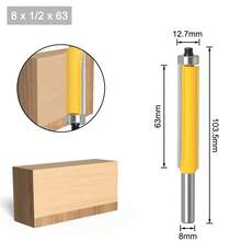 1/4" Shank 8mm Long Blade Flush Fit Router Bit With Bearing For Wood Template Pattern Bit T6TT Tungsten Carbide Router Bit - 8x12.7x63 - 查看 12