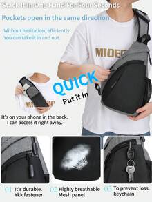 Large Men's Bag, Crossbody Waterproof Backpack Chest Bag Men's Crossbody Bag - Grey - View 2