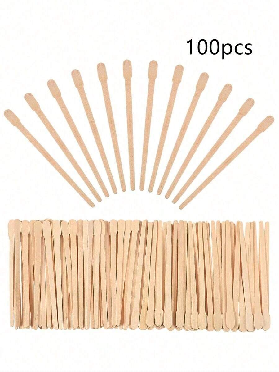 -Piece Wooden Wax Sticks - Suitable Body, Eyebrows, Lips, And Nose Hair Removal. Small Wax Sticks Removing Hair And Leaving Skin Smooth. Professional Spa And Home Use (Sticks Per Pack). Hair Products And Accessories. Essential Hair Salons, Beauty Salons, And Travel. - Beige - View 1