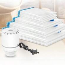 Bolsa de Almacenamiento de Compresión Al Vacío con Bomba Eléctrica de Aire Bolsas de Vacío para Ropa Bolsas para Ahorrar Espacio Reutilizable para Ropa Almohadas y Edredones 10 Pack - como en la foto - Ver 1