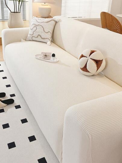 1 件纯色直筒沙发套，通用尺寸，防刮擦，防滑，易清洁，四季皆宜，适用于客厅、卧室、办公室