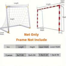 1pc Full Size Soccer Net, Made Of PE Material, Waterproof And UV Resistant, Easy To Install, Suitable For Soccer Field Training And Net Replacement - Multicolor - View 9