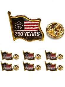 6pcs International Country Flag Shaped Metal Brooch Pins - 250th Anniversary Of the United States - View 1