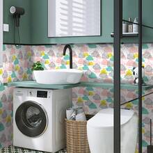 Self-Adhesive Mosaic Wall Sticker Waterproof Moisture-Proof Heat Resistant Peel And Stick Backsplash Tile Removable DIY Wall Decal For Bathroom Kitchen Living Room Bedroom Cabinet Counter Home Decorative Stick On Tile - Colorful Cloud Design - View 7