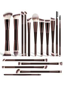 ronshadow 16pcs Professional Dual-Ended Makeup Brush Set, Foundation Contour Concealer + Eye & Brow Detail Brushes, Dual-Fiber Easy Application, Portable Makeup Tools - Multicolor - View 11