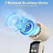 便携式手持电风扇，轻巧数码显示屏，5档风速涡轮风扇，随时随地保持凉爽 - 可手持和掛脖 - 查看 4