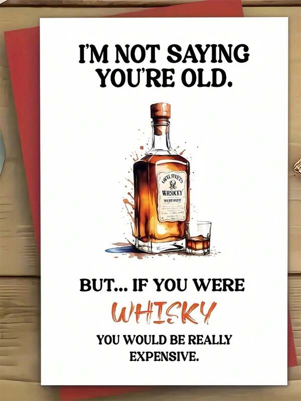 1pc Funny Birthday Card For Dad, Husband, Son, Boyfriend - Unique Men's Birthday Card, Personalized, English, Celebrating 10th, 20th, 30th, 40th, 50th, 60th, 70th, 80th Birthday
